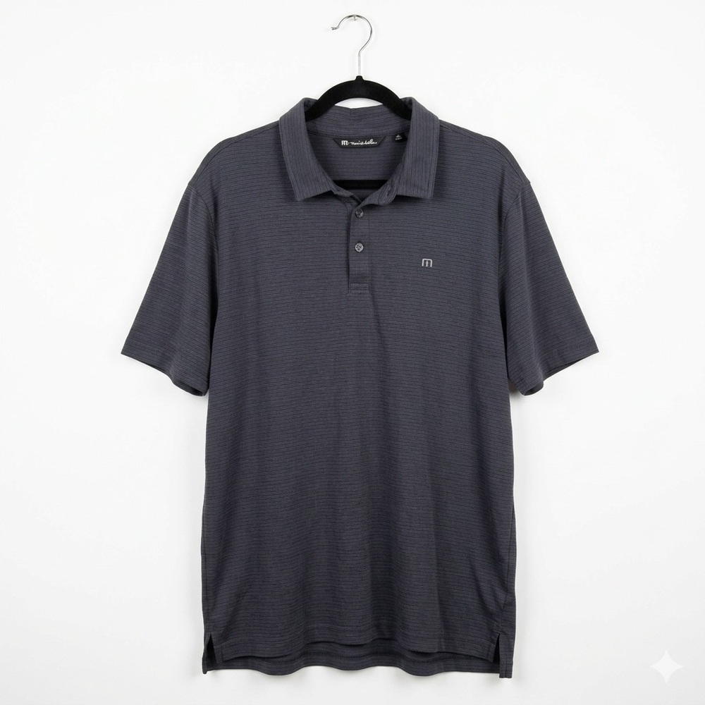 Travis Mathew Deep Navy Pinstriped Short Sleeve Golf Polo‎ Mens XXL